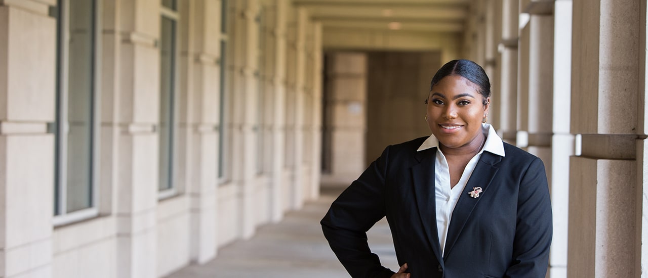 A photo s Akaysha, a student in the School of Diplomacy