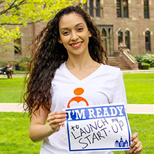 Alissa Lopez participating in Seton Hall's I'm Ready Campaign.