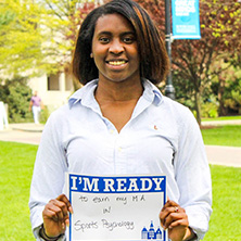 Jayda Yizar participating in Seton Hall's I'm Ready Campaign.