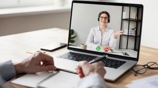 Man with women on video chat