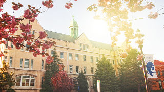 Mooney Hall in the fall 