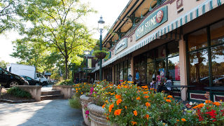 Local businesses in front of the South Orange train station. 