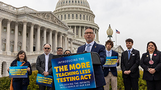 Photo of Professor Christopher Tienken speaking at the U.S. Capitol.