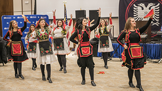 Albanian students dancing