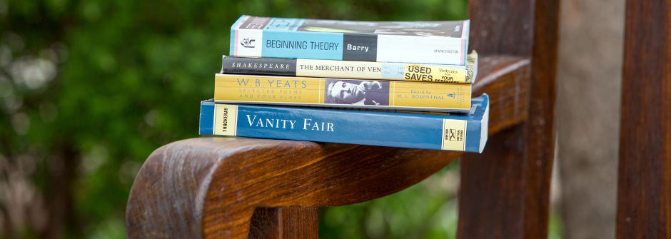 Books on a bench. 