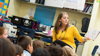 Teaching in a classroom of students