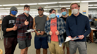 A photo of students at the University Library