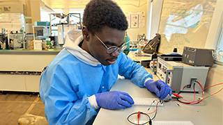 Edwin in the physics lab.