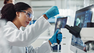 A person doing research in a science lab.