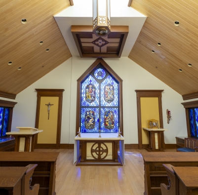 A photo of the inside of a church