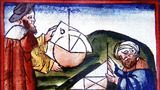 Medieval image thought to be of Ibn Tufayl and Euclid