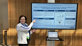 Moira Kendra highlights faculty poster on telehealth’s impact in COPD care at the ICN Conference.