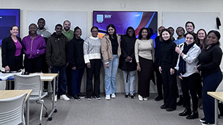 New International Students 2025 Posing in a Classroom