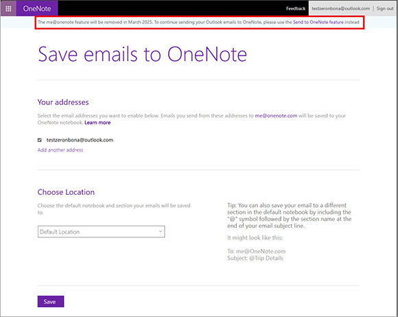 Screenshot of onenote