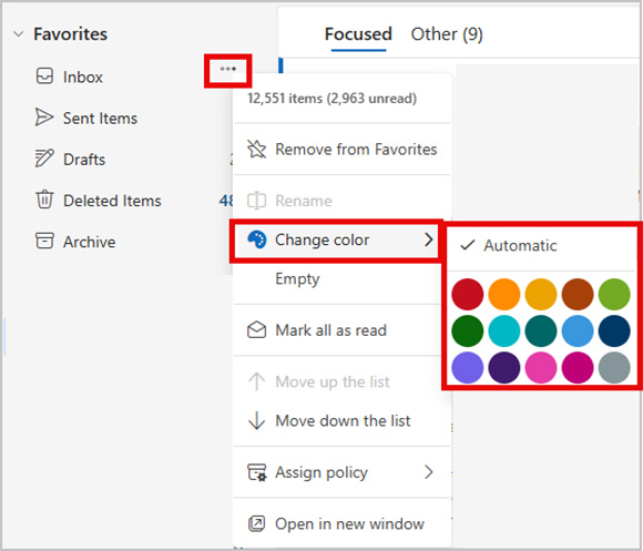 Outlook Color feature