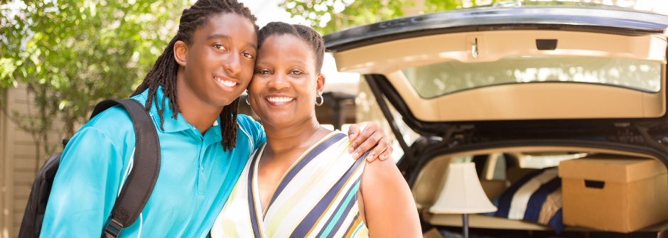 Parent and student moving into college. 