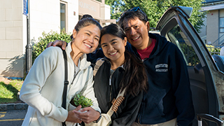 Seton Hall student with parents