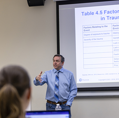 Professor Cicero teaching in Jubilee Hall.