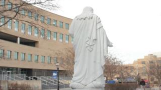 A photo of a statue on campus