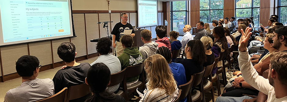 Image of students attending a Stillman School of Business class. 