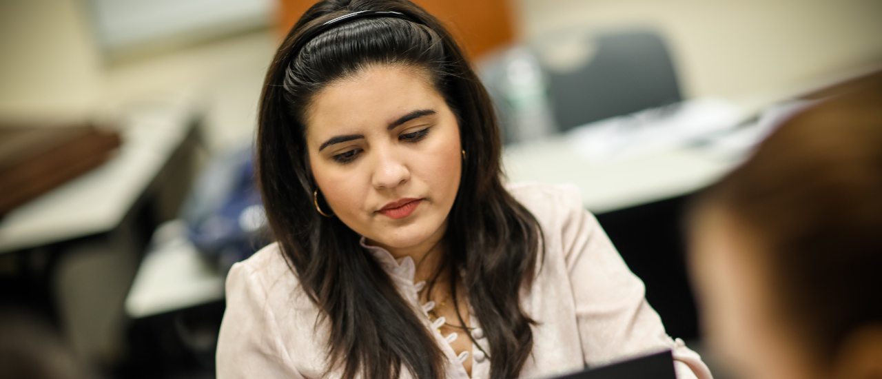 Student working on laptop