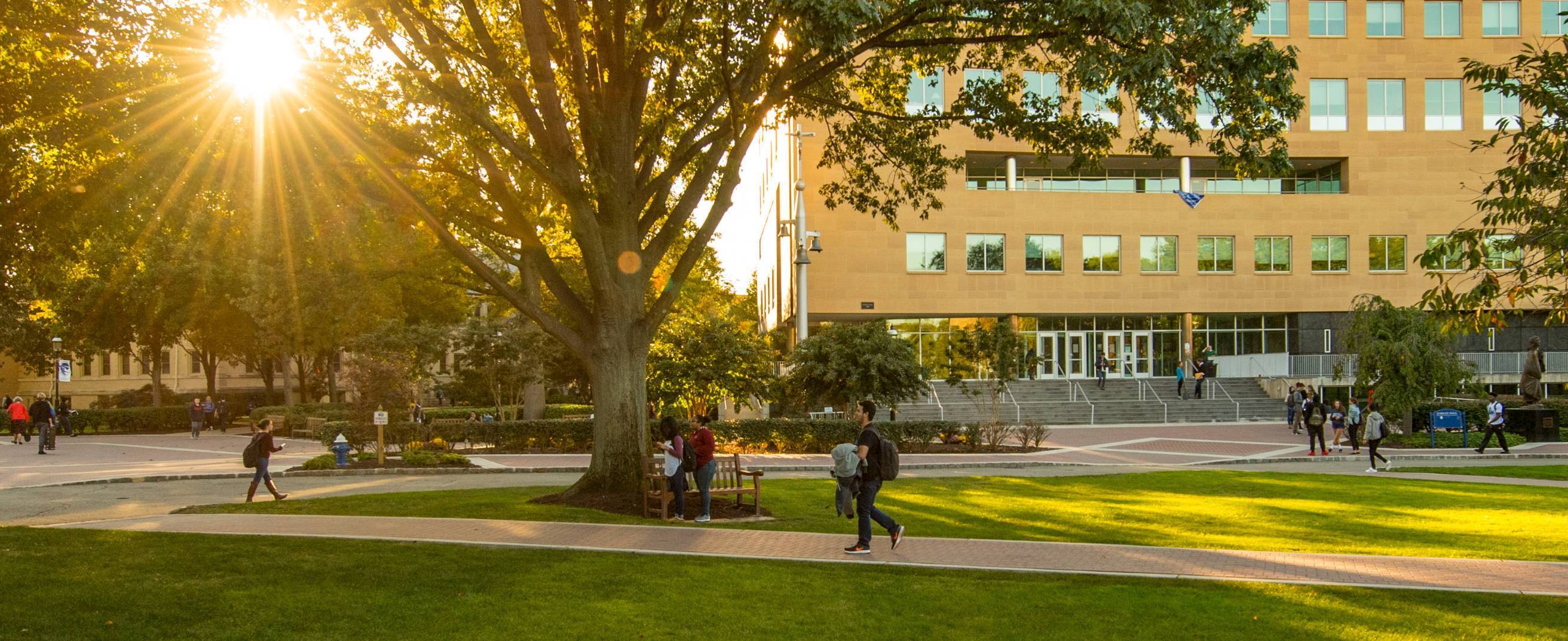 Students walking on campus